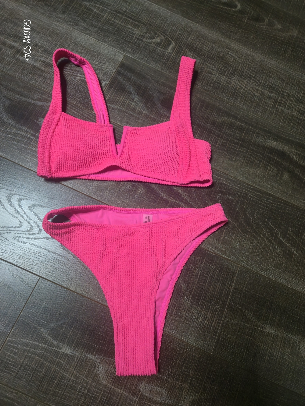 Hot Pink Textured Bikini Set - Women